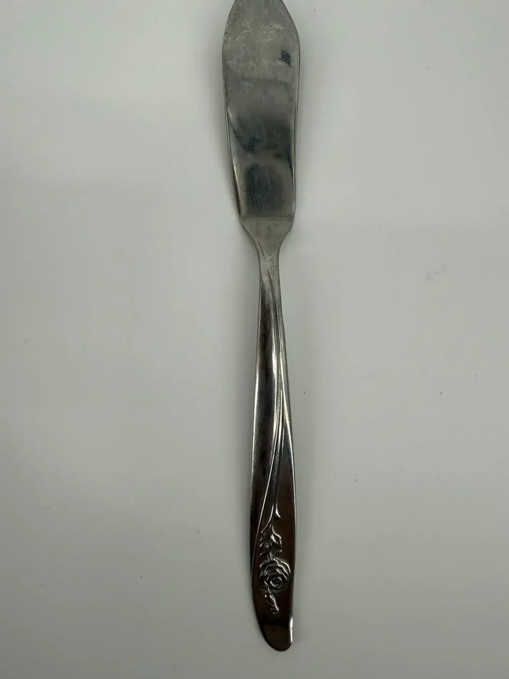 Oneida Stainless Rose Floral Butter Spreader Knife Vintage Flatware